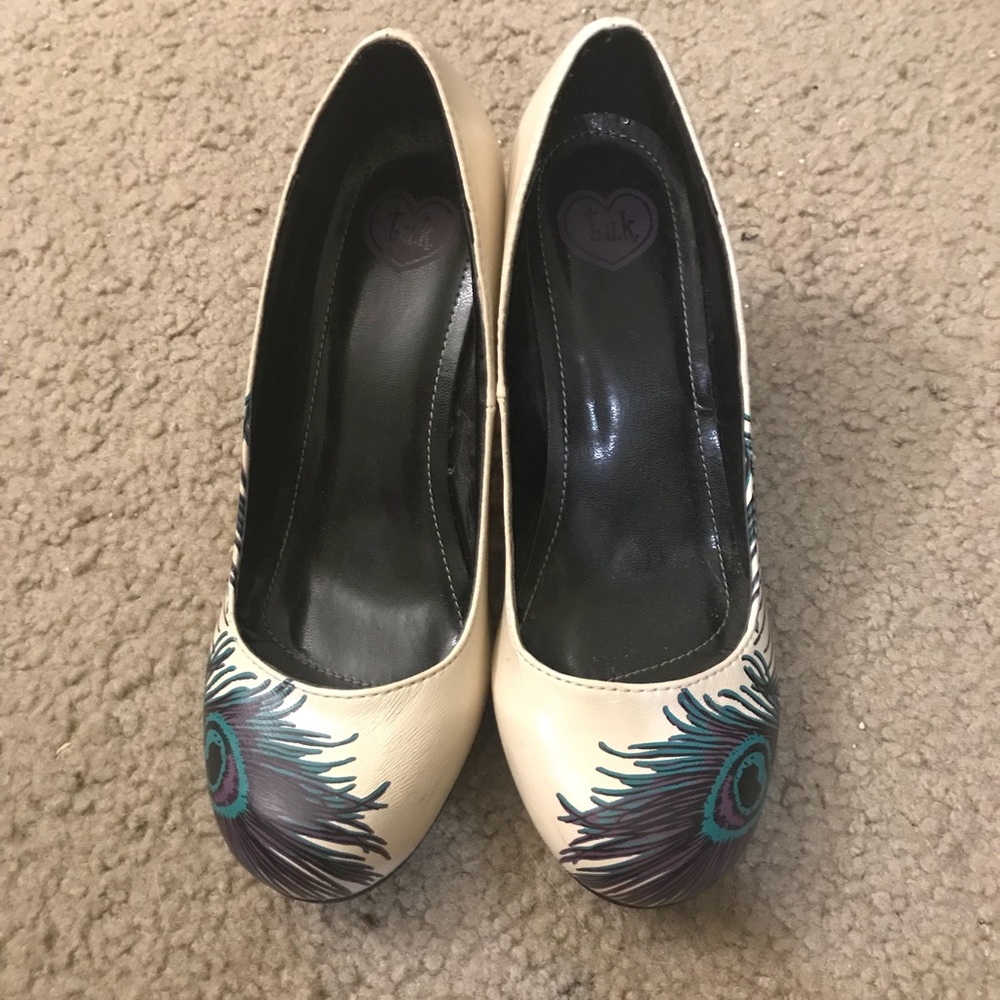 T. U. K. peacock heels / pumps size 6
